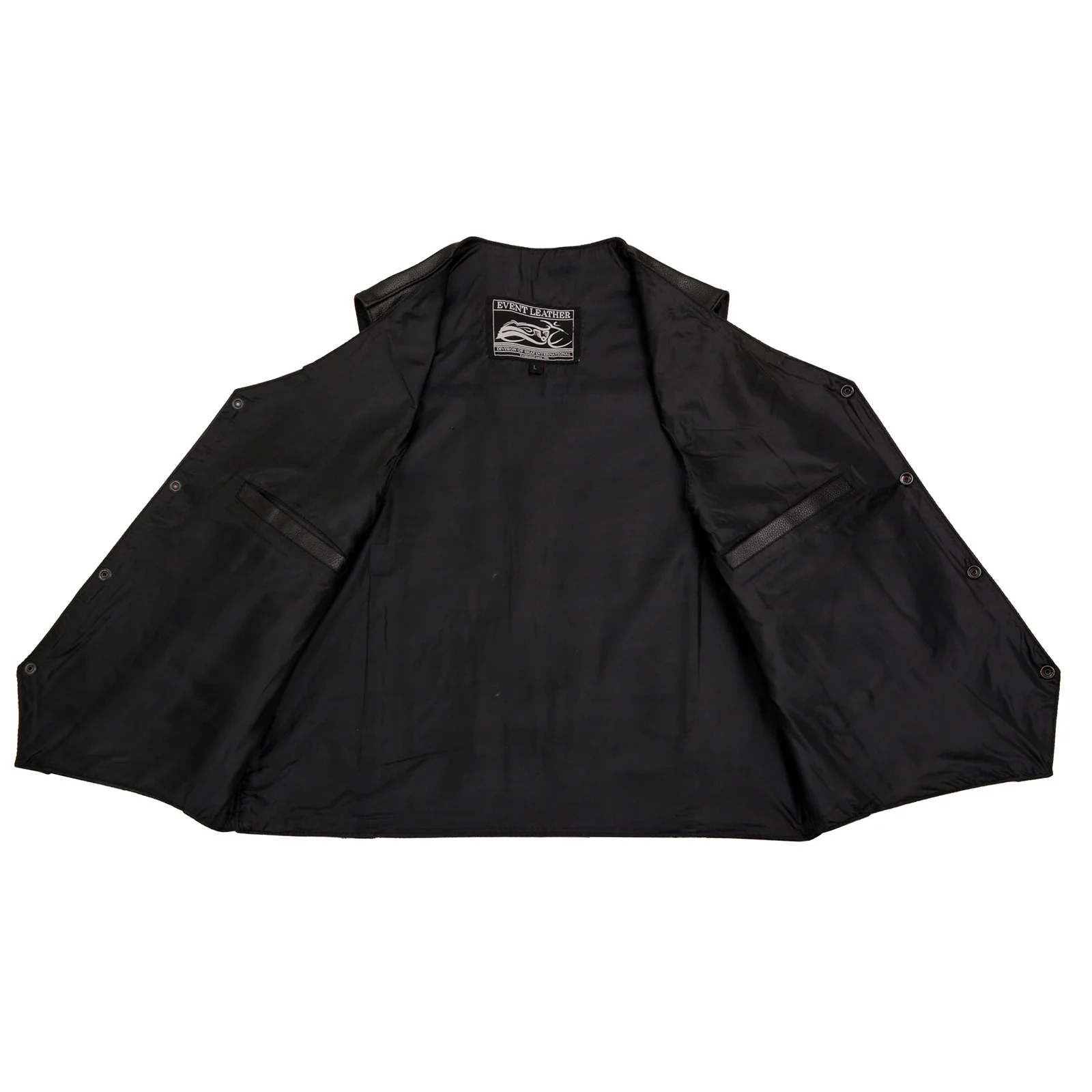 Event Leather EL5310 Men's Classic Black Leather Vest with Snap Button Closure 6 Event Leather EL5310 Men's Classic Black Leather Vest with Snap Button Closure