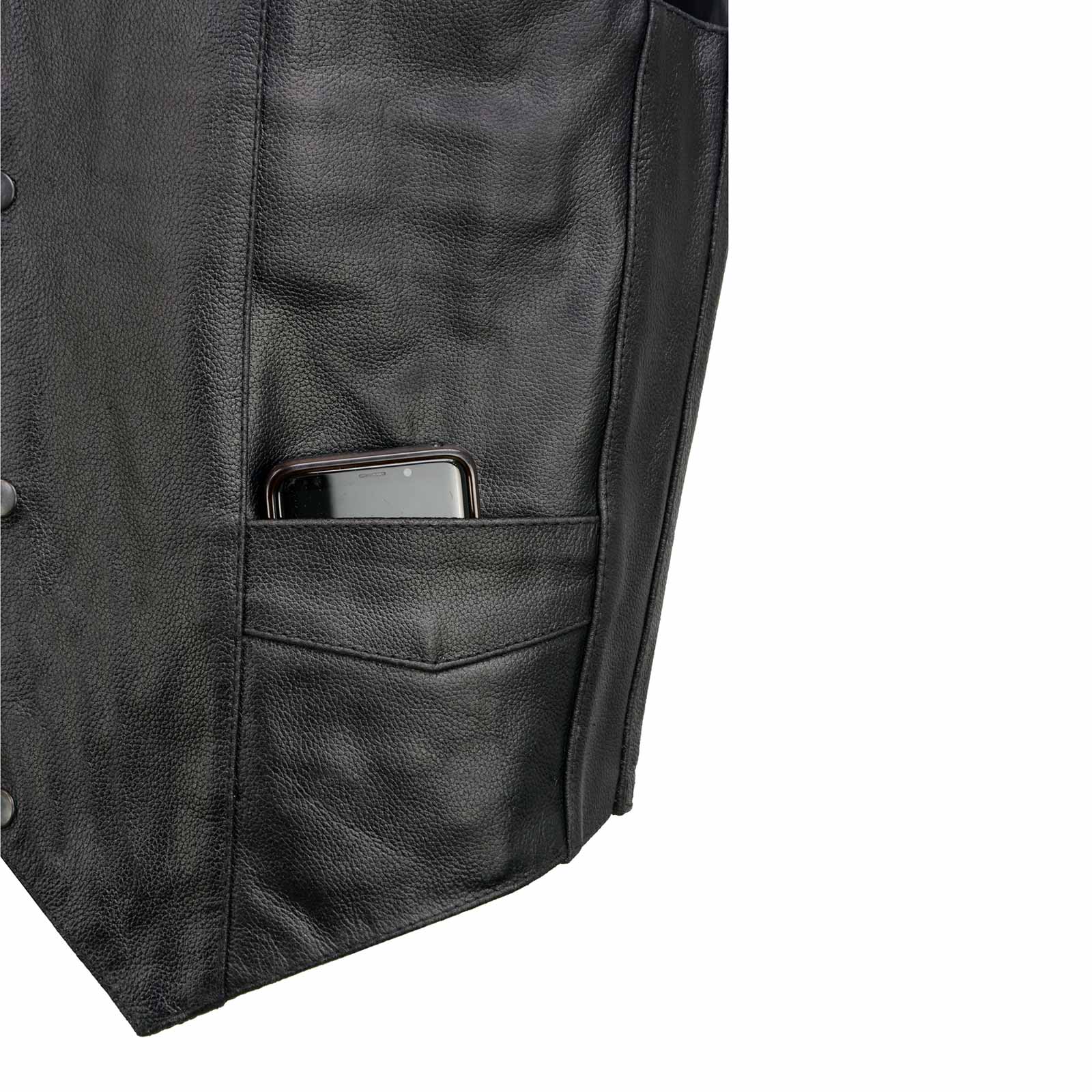 Event Leather EL5310 Men's Classic Black Leather Vest with Snap Button Closure 9 Event Leather EL5310 Men's Classic Black Leather Vest with Snap Button Closure