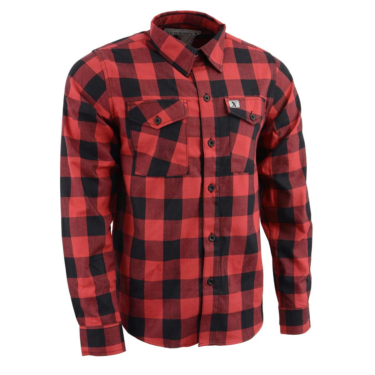 Milwaukee Leather Men's Flannel Plaid Shirt Black and Red Long Sleeve Cotton Button Down Shirt MNG11631 1 Milwaukee Leather Men's Flannel Plaid Shirt Black and Red Long Sleeve Cotton Button Down Shirt MNG11631