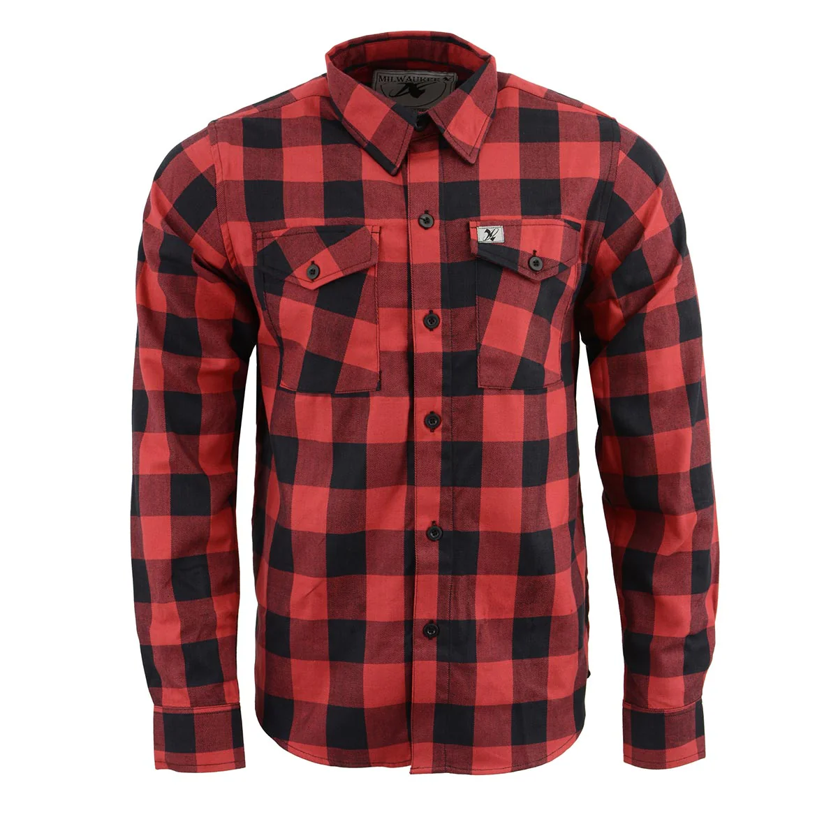 Milwaukee Leather Men's Flannel Plaid Shirt Black and Red Long Sleeve Cotton Button Down Shirt MNG11631 4 Milwaukee Leather Men's Flannel Plaid Shirt Black and Red Long Sleeve Cotton Button Down Shirt MNG11631
