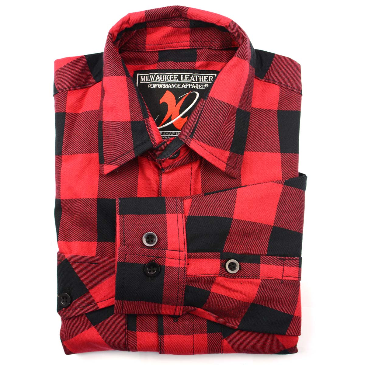 Milwaukee Leather Men's Flannel Plaid Shirt Black and Red Long Sleeve Cotton Button Down Shirt MNG11631 6 Milwaukee Leather Men's Flannel Plaid Shirt Black and Red Long Sleeve Cotton Button Down Shirt MNG11631
