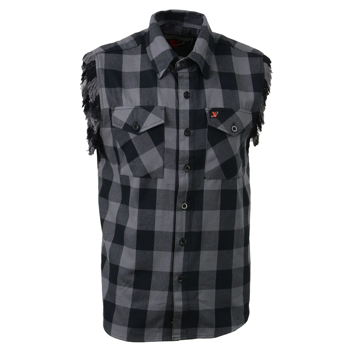 Milwaukee Leather MNG11689 Men’s Classic Black and Grey Button-Down Flannel Cut Off Frayed Sleeveless Casual Shirt 1 Milwaukee Leather MNG11689 Men’s Classic Black and Grey Button-Down Flannel Cut Off Frayed Sleeveless Casual Shirt