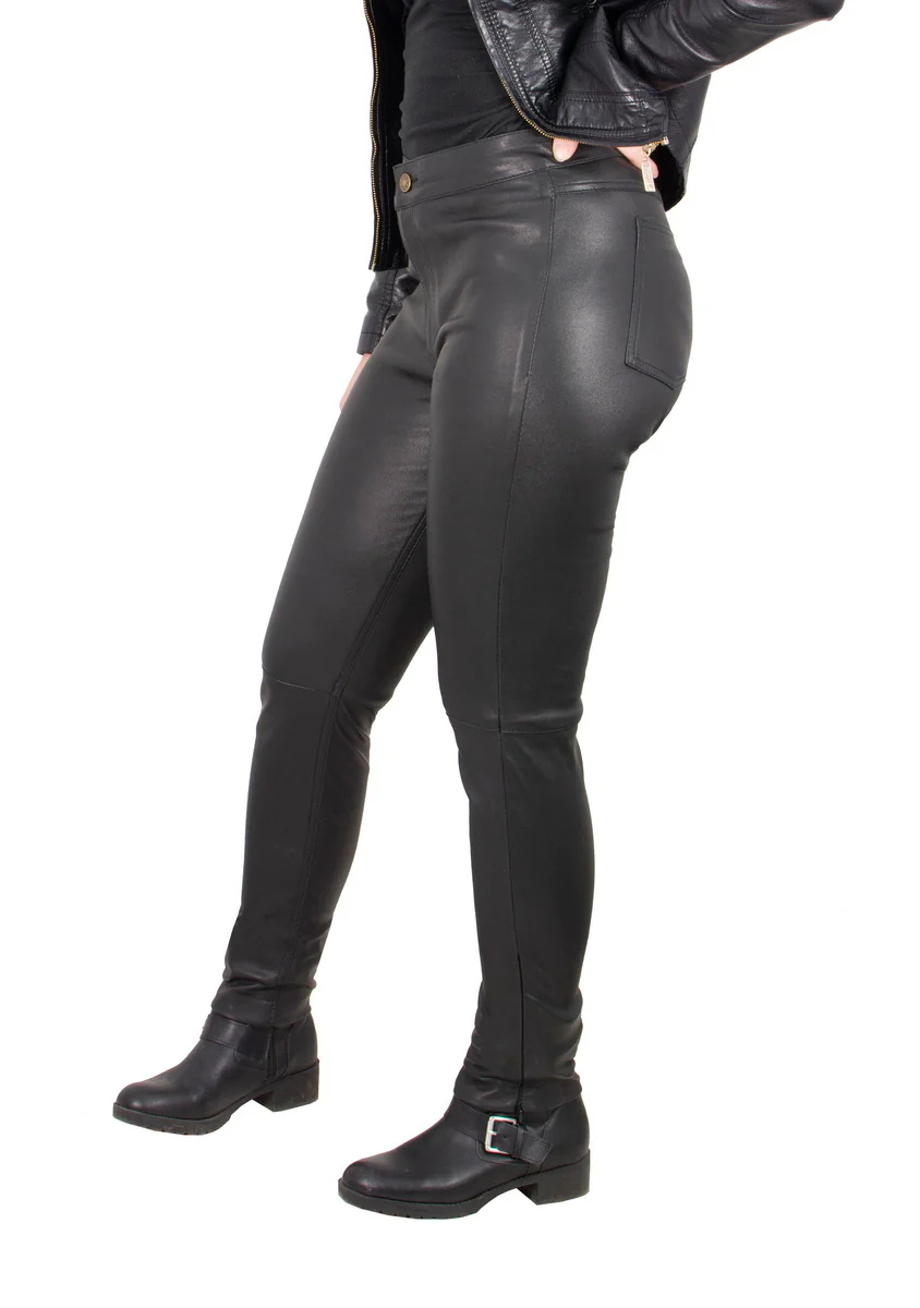Milwaukee Leather MLL6690 'Sandy' Women’s Black Lambskin Stretch Leather Pants 10 Milwaukee Leather MLL6690 'Sandy' Women’s Black Lambskin Stretch Leather Pants