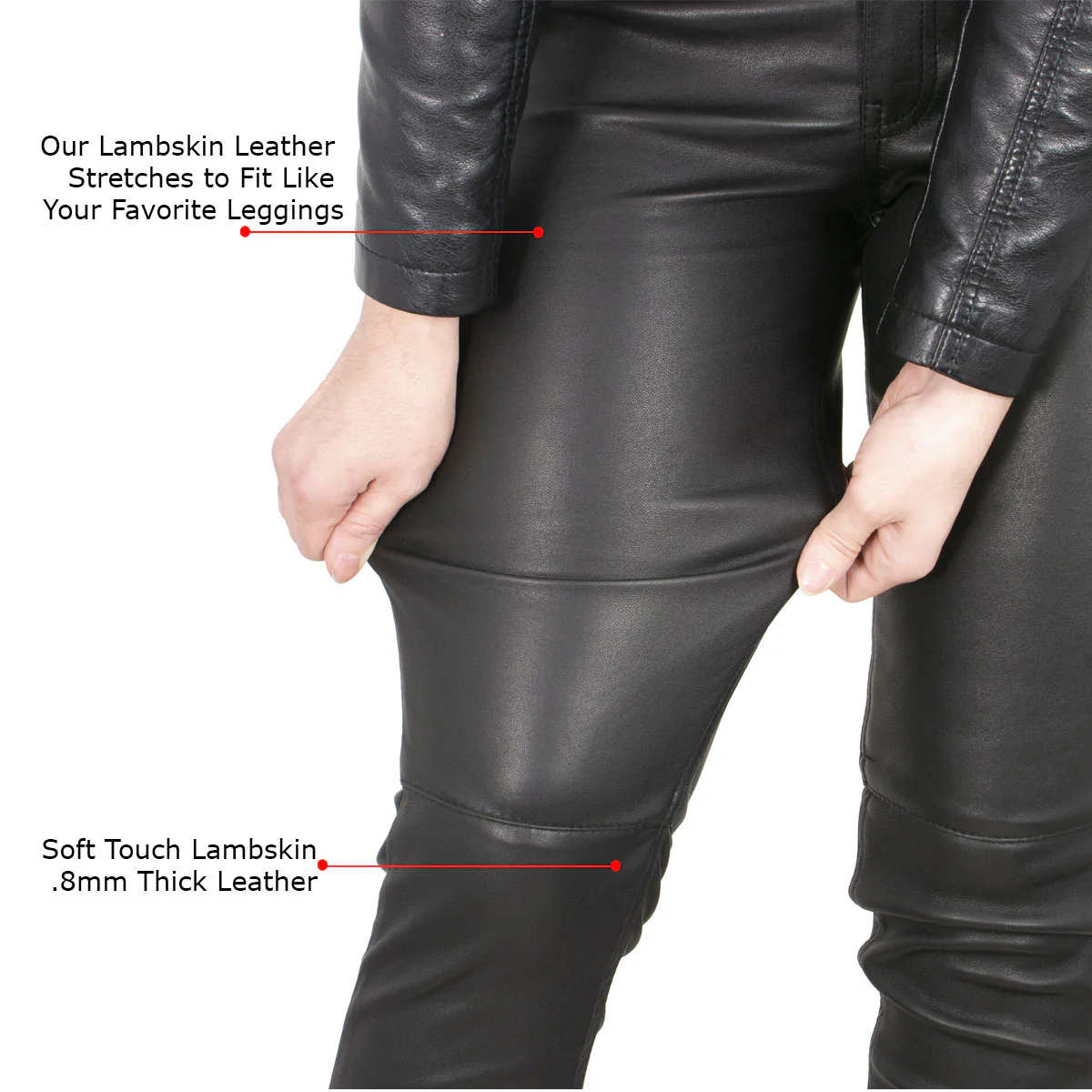 Milwaukee Leather MLL6690 'Sandy' Women’s Black Lambskin Stretch Leather Pants 2 Milwaukee Leather MLL6690 'Sandy' Women’s Black Lambskin Stretch Leather Pants