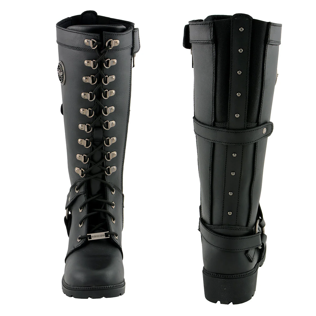 Milwaukee Leather MBL9380 Women's Black 'Jane' 15-inch Leather Combat Style Harness Motorcycle Boots 3 Milwaukee Leather MBL9380 Women's Black 'Jane' 15-inch Leather Combat Style Harness Motorcycle Boots