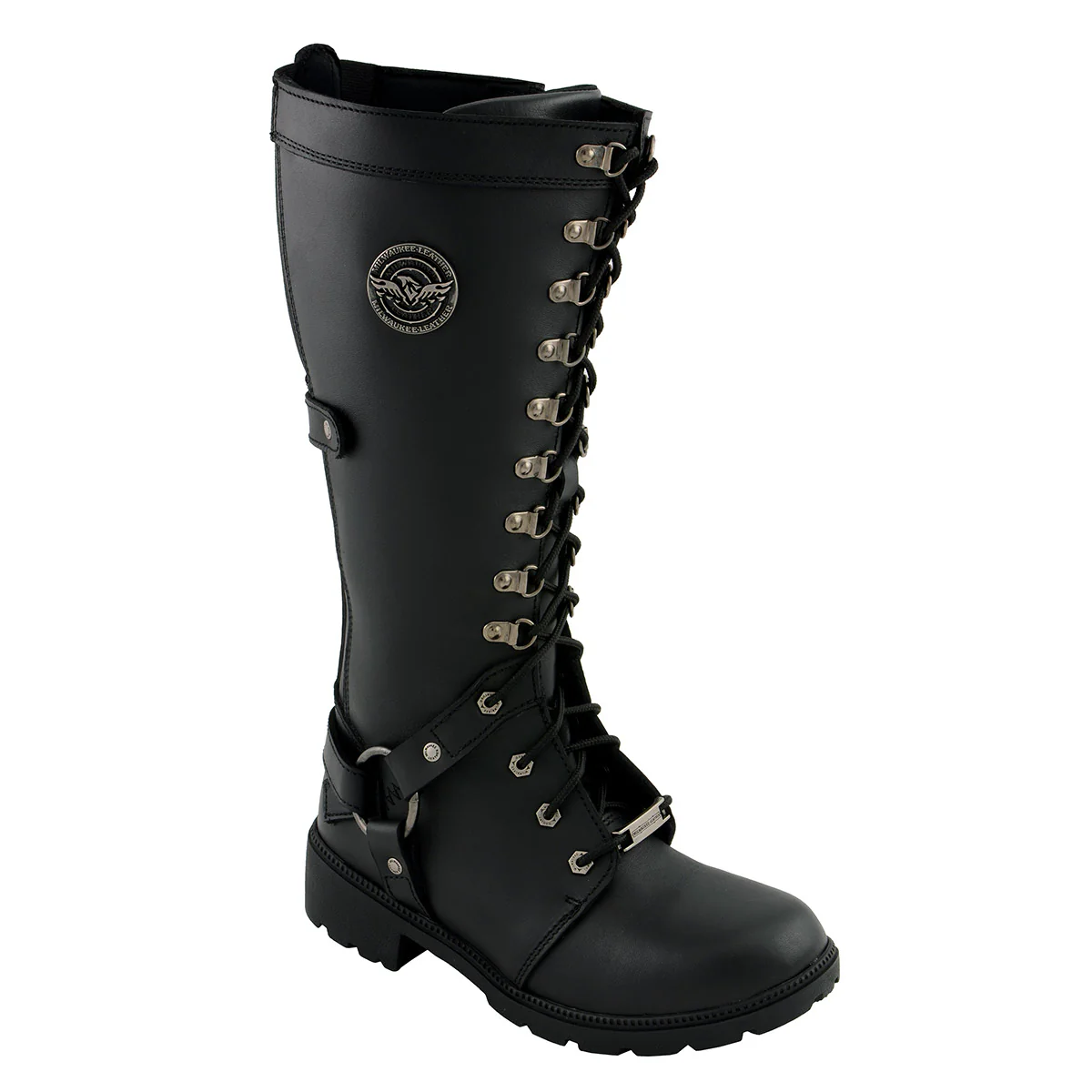 Milwaukee Leather MBL9380 Women's Black 'Jane' 15-inch Leather Combat Style Harness Motorcycle Boots 4 Milwaukee Leather MBL9380 Women's Black 'Jane' 15-inch Leather Combat Style Harness Motorcycle Boots