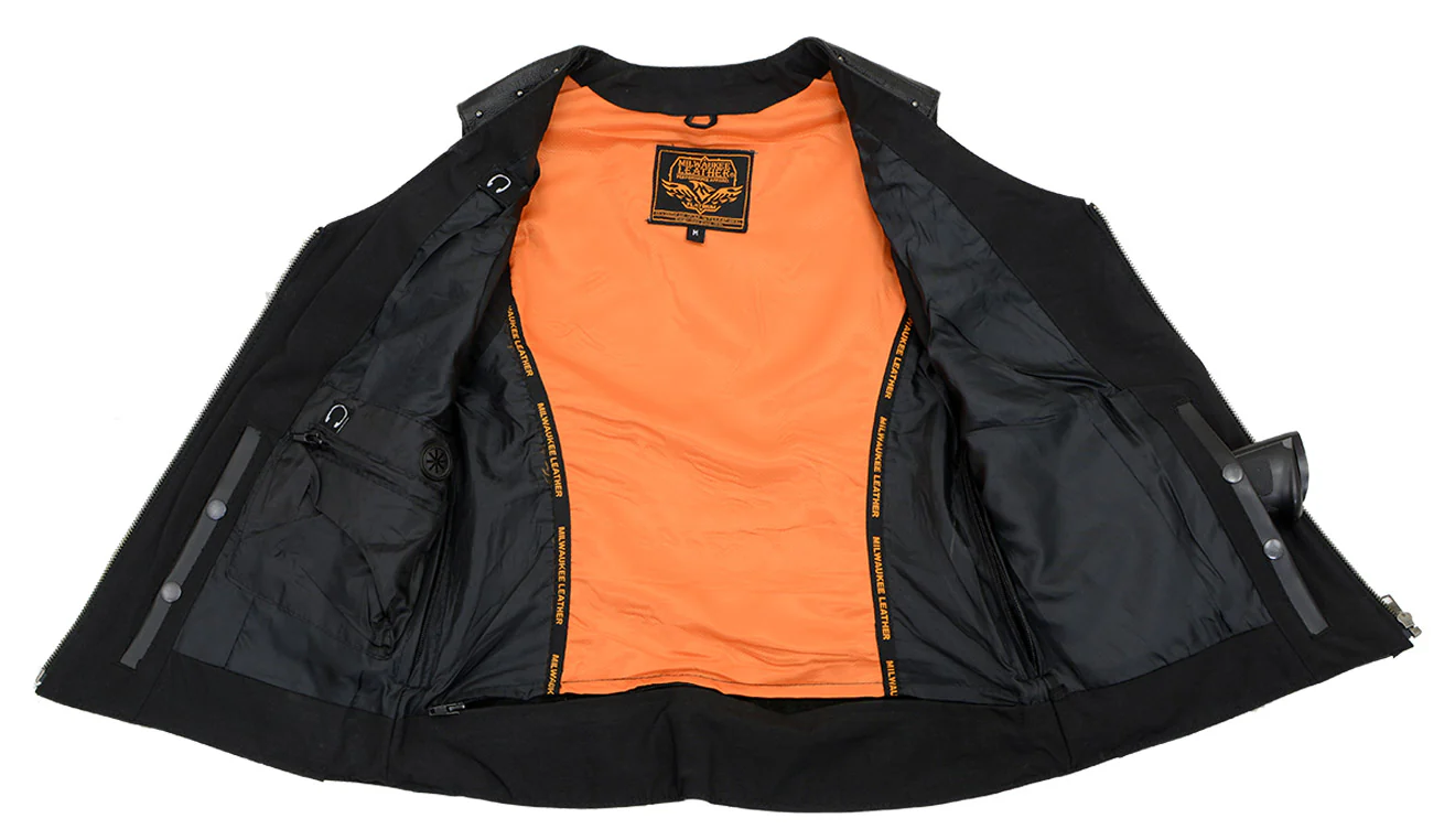 Milwaukee Leather MLL4504 Women's Classic Black Leather V-Neck Riveted Motorcycle Rider Vest with Side Lace 7 Milwaukee Leather MLL4504 Women's Classic Black Leather V-Neck Riveted Motorcycle Rider Vest with Side Lace