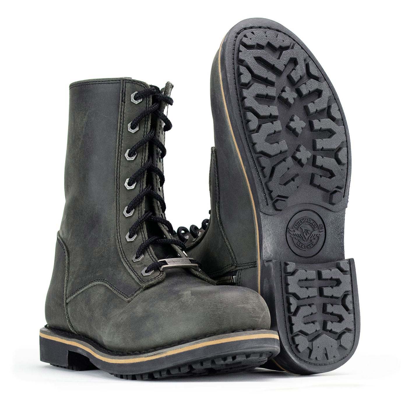 Milwaukee Leather MBM9065 Men's Antique Black Lace-Up High-Rise Boots 3 Milwaukee Leather MBM9065 Men's Antique Black Lace-Up High-Rise Boots