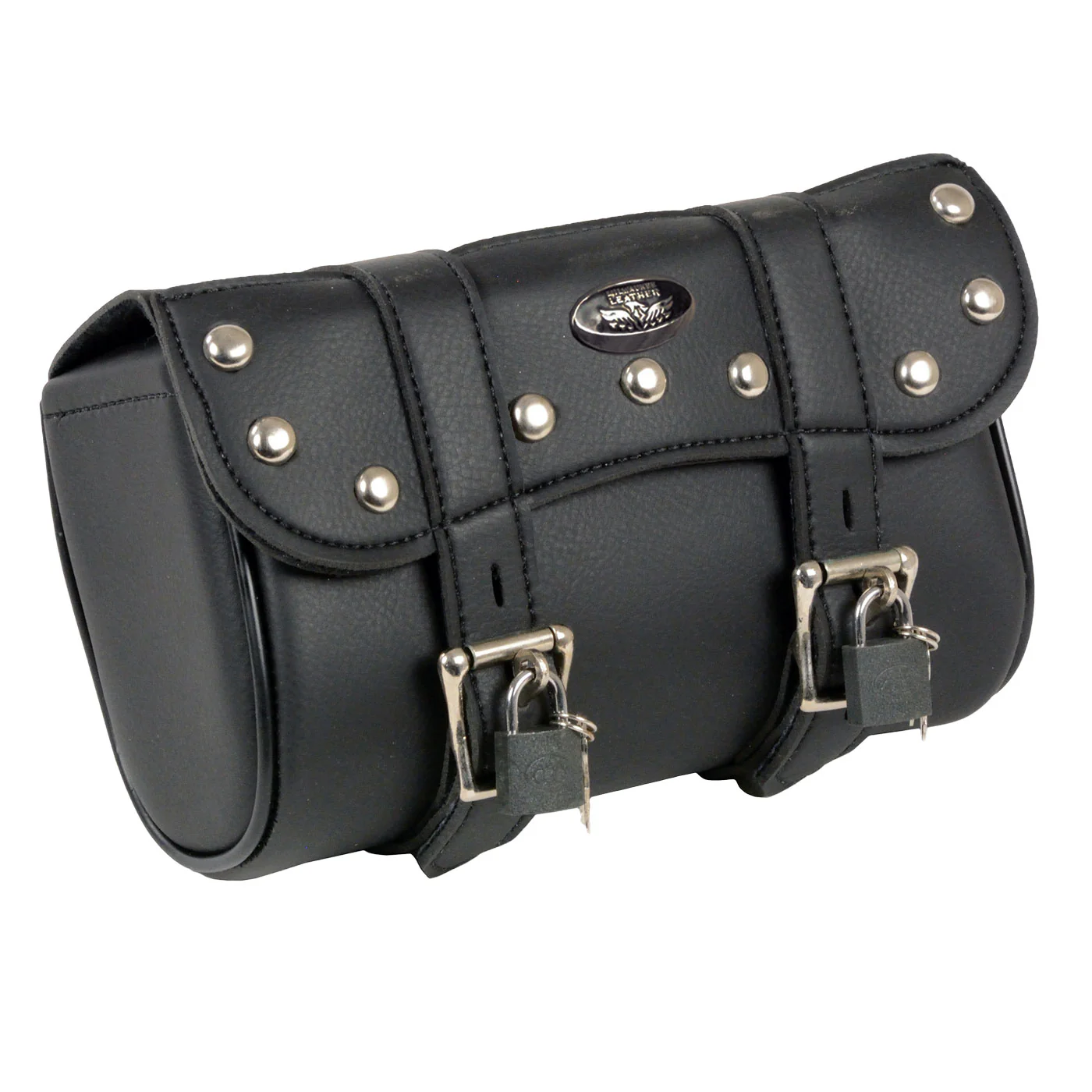 Milwaukee Leather SH616S Black Medium Studded PVC Motorcycle Tool Bag with Key Locks