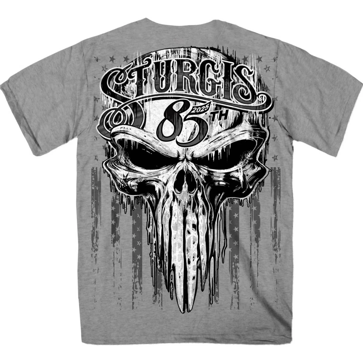 2025 Sturgis Motorcycle Rally Badass Skull Heather Grey Men's T-Shirt 2 2025 Sturgis Motorcycle Rally Badass Skull Heather Grey Men's T-Shirt