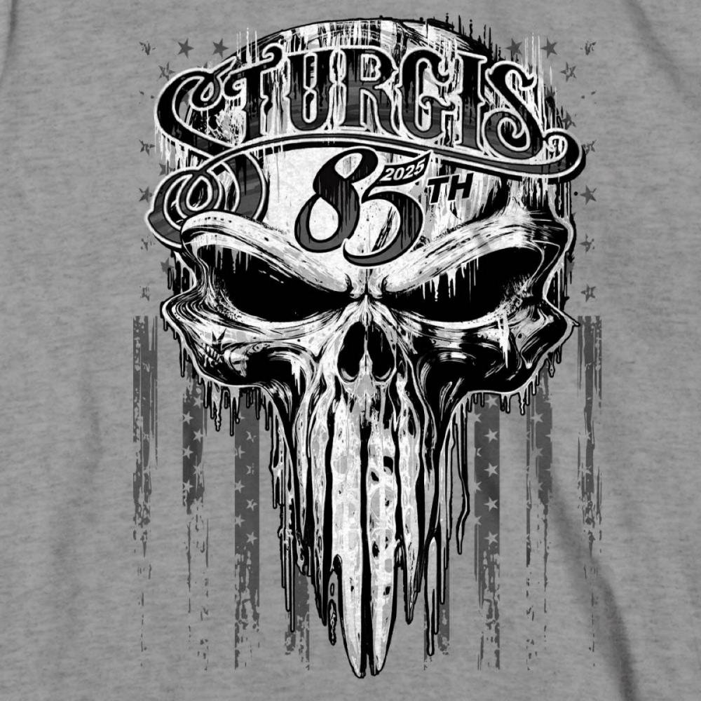 2025 Sturgis Motorcycle Rally Badass Skull Heather Grey Men's T-Shirt 5 2025 Sturgis Motorcycle Rally Badass Skull Heather Grey Men's T-Shirt