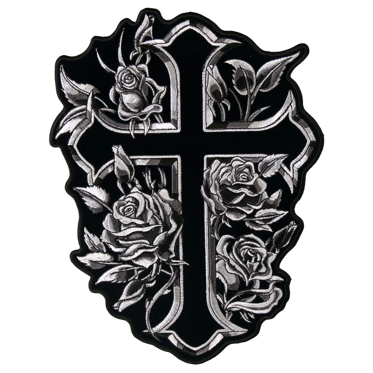 Hot Leathers PPA6667 Cross and Roses 7" x 9" Patch 1 Hot Leathers PPA6667 Cross and Roses 7" x 9" Patch