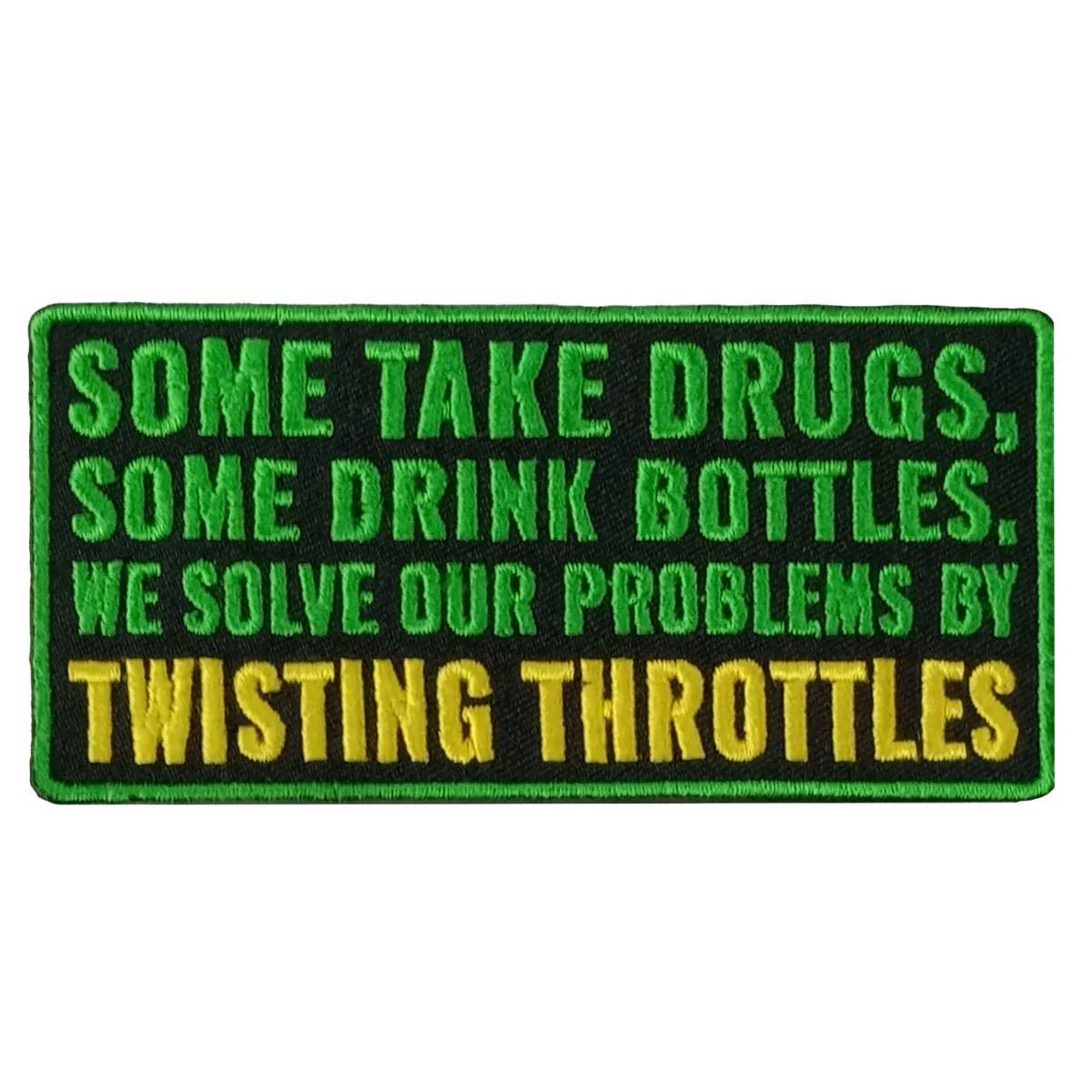 Hot Leathers Drugs Bottles Throttles 4" X 2" Embroidered Patch PPW1094 1 Hot Leathers Drugs Bottles Throttles 4" X 2" Embroidered Patch PPW1094