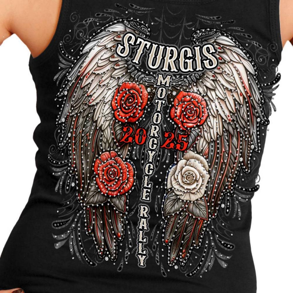 2025 Sturgis Women's Motorcycle Rally Leather Wings Ladies Black Tank Top 4 2025 Sturgis Women's Motorcycle Rally Leather Wings Ladies Black Tank Top
