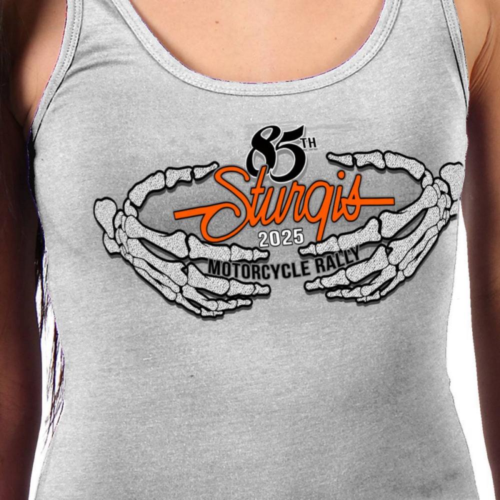 2025 Sturgis Women's Motorcycle Rally Skeleton Hands Black Ladies Tank Top 3 2025 Sturgis Women's Motorcycle Rally Skeleton Hands Black Ladies Tank Top