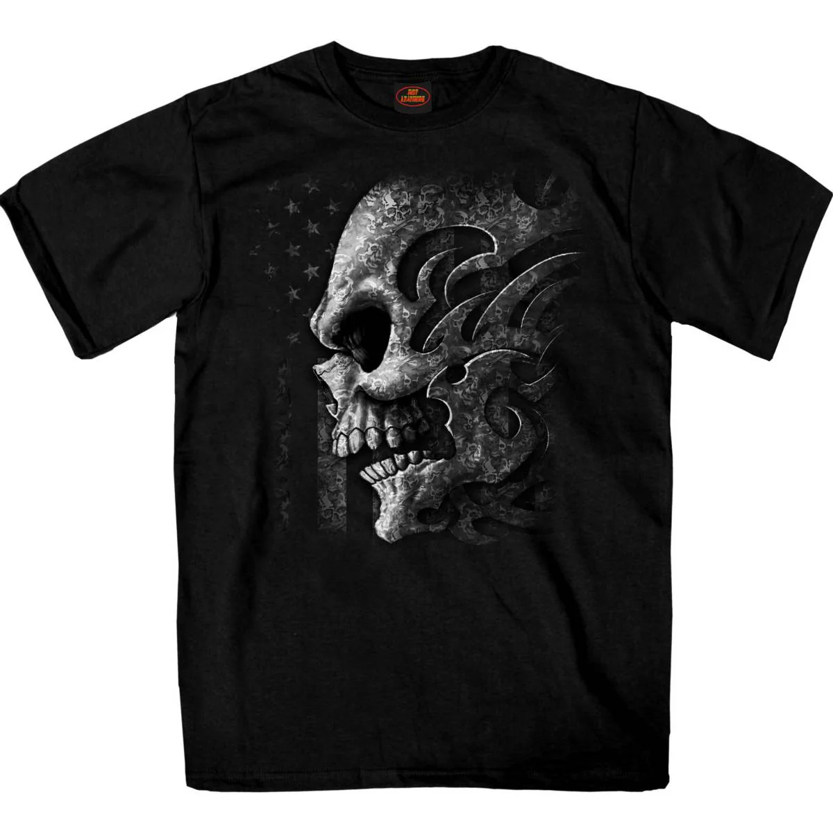 Hot Leathers GMS1547 Men's Black SS Tribal Skull Printed T-Shirt 1 Hot Leathers GMS1547 Men's Black SS Tribal Skull Printed T-Shirt