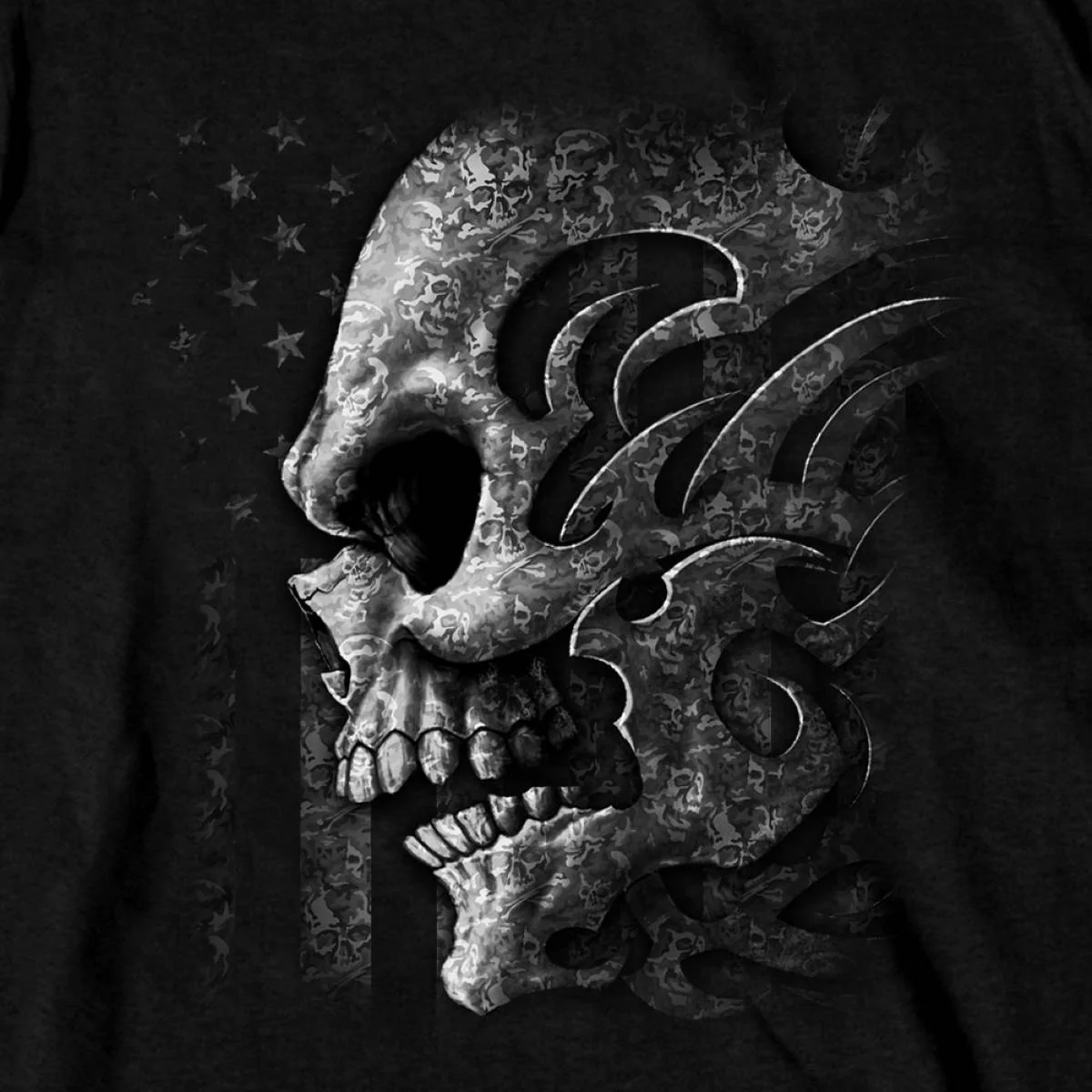 Hot Leathers GMS1547 Men's Black SS Tribal Skull Printed T-Shirt 2 Hot Leathers GMS1547 Men's Black SS Tribal Skull Printed T-Shirt