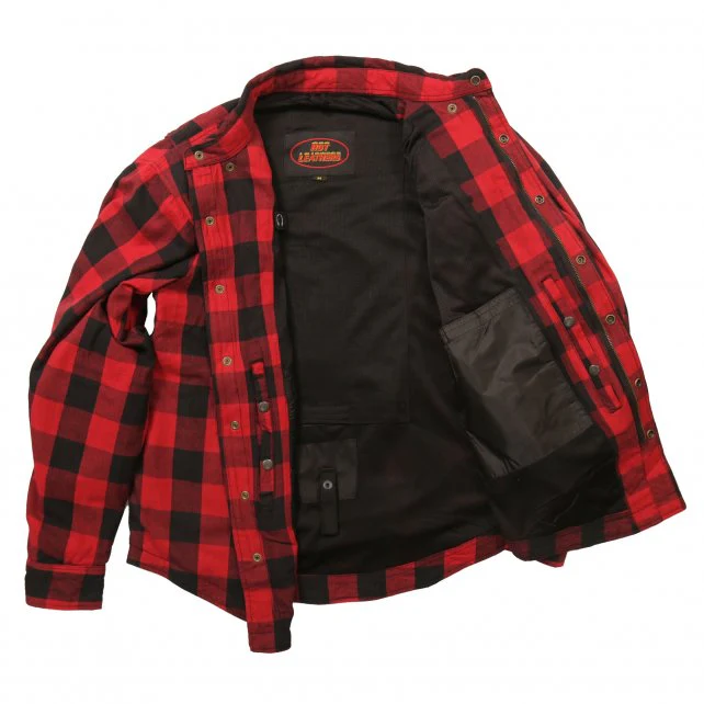 Hot Leathers JKM3003 Men's Red/Black CE Armored Flannel Motorcycle Shirt Jacket - Aramid Fiber Reinforced 11 Hot Leathers JKM3003 Men's Red/Black CE Armored Flannel Motorcycle Shirt Jacket - Aramid Fiber Reinforced