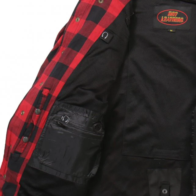 Hot Leathers JKM3003 Men's Red/Black CE Armored Flannel Motorcycle Shirt Jacket - Aramid Fiber Reinforced 12 Hot Leathers JKM3003 Men's Red/Black CE Armored Flannel Motorcycle Shirt Jacket - Aramid Fiber Reinforced