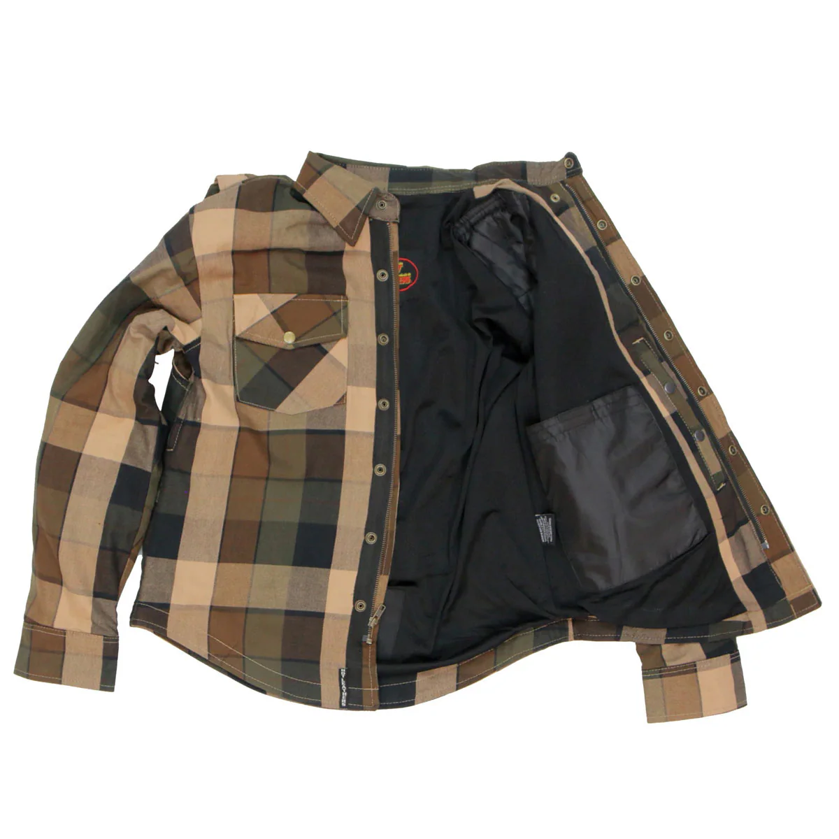 Hot Leathers JKM3007 Men's Black/Brown CE Armored Flannel Motorcycle Shirt Jacket - Aramid Fiber Reinforced 7 Hot Leathers JKM3007 Men's Black/Brown CE Armored Flannel Motorcycle Shirt Jacket - Aramid Fiber Reinforced