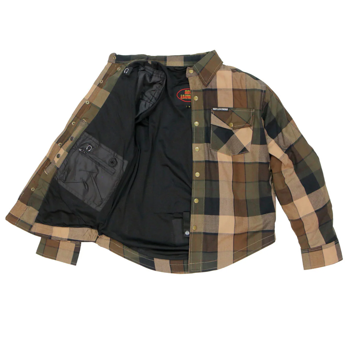 Hot Leathers JKM3007 Men's Black/Brown CE Armored Flannel Motorcycle Shirt Jacket - Aramid Fiber Reinforced 8 Hot Leathers JKM3007 Men's Black/Brown CE Armored Flannel Motorcycle Shirt Jacket - Aramid Fiber Reinforced