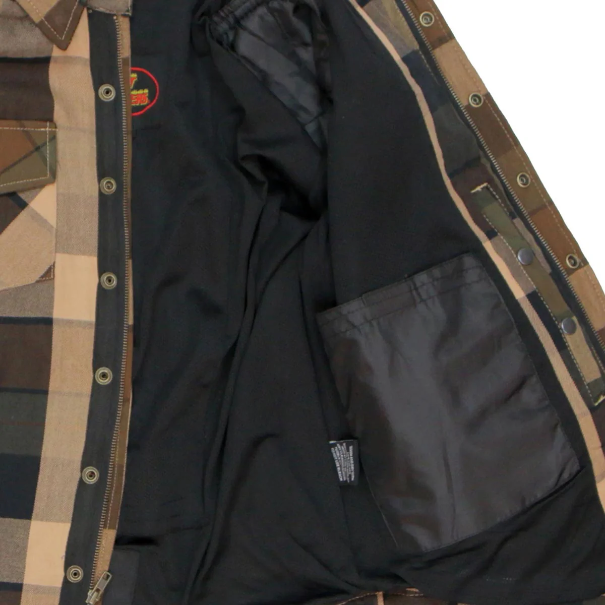 Hot Leathers JKM3007 Men's Black/Brown CE Armored Flannel Motorcycle Shirt Jacket - Aramid Fiber Reinforced 9 Hot Leathers JKM3007 Men's Black/Brown CE Armored Flannel Motorcycle Shirt Jacket - Aramid Fiber Reinforced