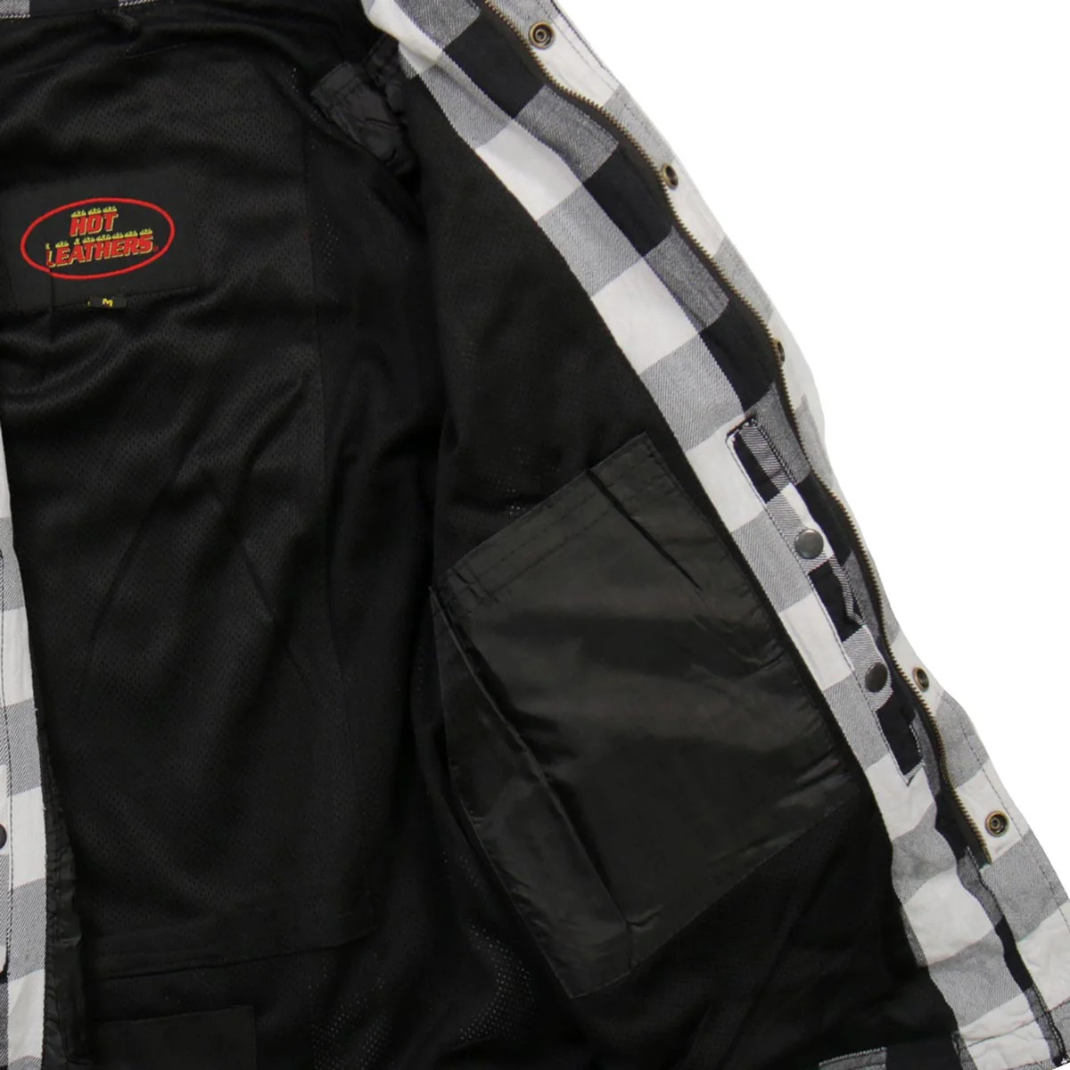 Hot Leathers JKM3005 Men's White/Black CE Armored Flannel Motorcycle Shirt Jacket - Aramid Fiber Reinforced 11 Hot Leathers JKM3005 Men's White/Black CE Armored Flannel Motorcycle Shirt Jacket - Aramid Fiber Reinforced