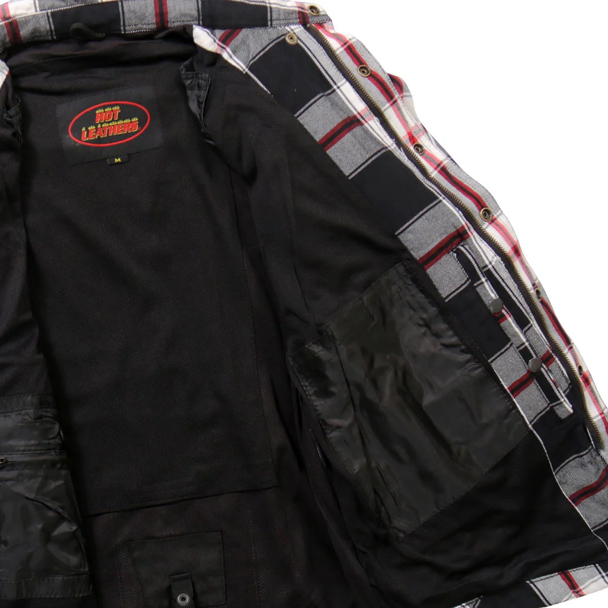 Hot Leathers JKM3001 Men's Red/White CE Armored Flannel Motorcycle Shirt Jacket - Aramid Fiber Reinforced 10 Hot Leathers JKM3001 Men's Red/White CE Armored Flannel Motorcycle Shirt Jacket - Aramid Fiber Reinforced