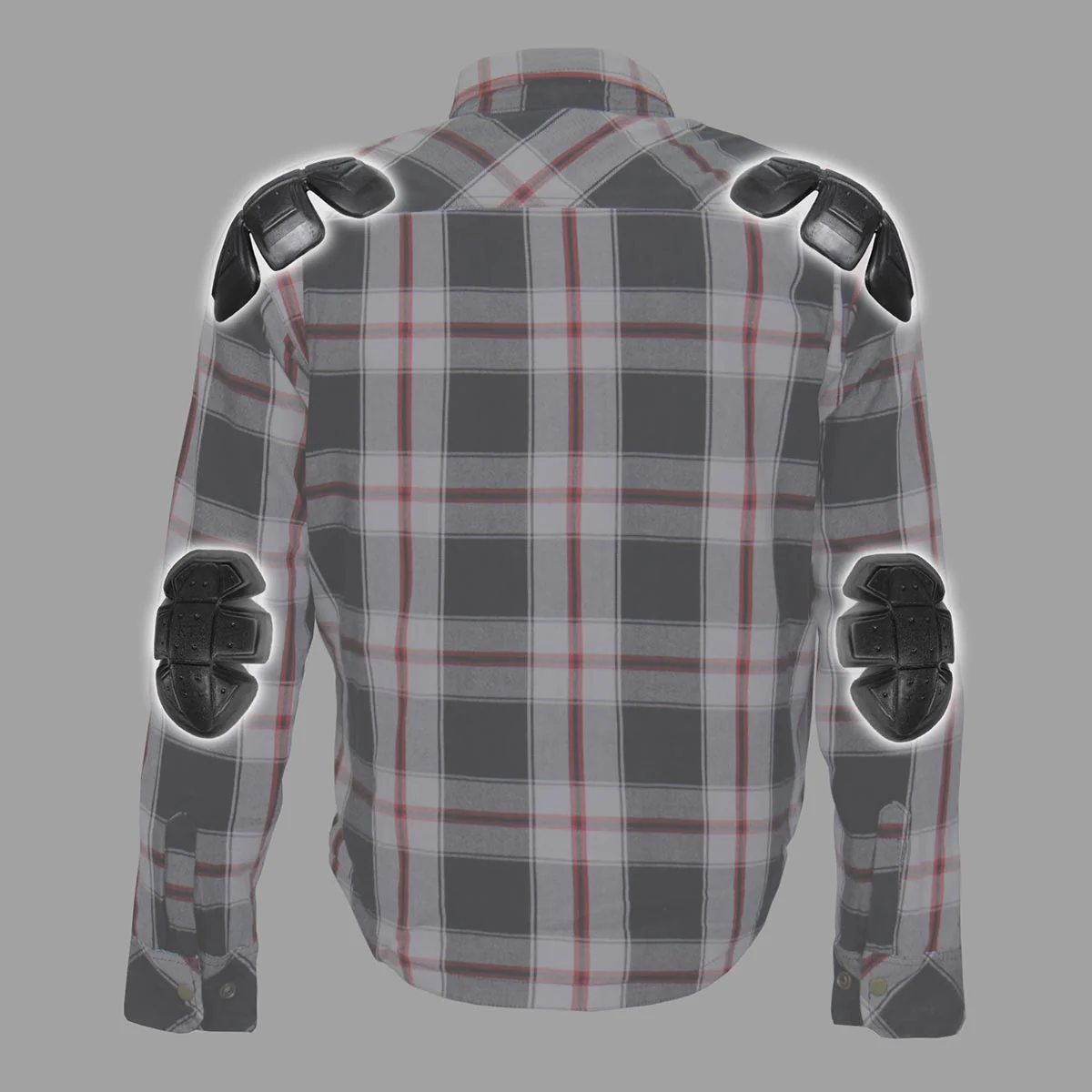 Hot Leathers JKM3001 Men's Red/White CE Armored Flannel Motorcycle Shirt Jacket - Aramid Fiber Reinforced 2 Hot Leathers JKM3001 Men's Red/White CE Armored Flannel Motorcycle Shirt Jacket - Aramid Fiber Reinforced