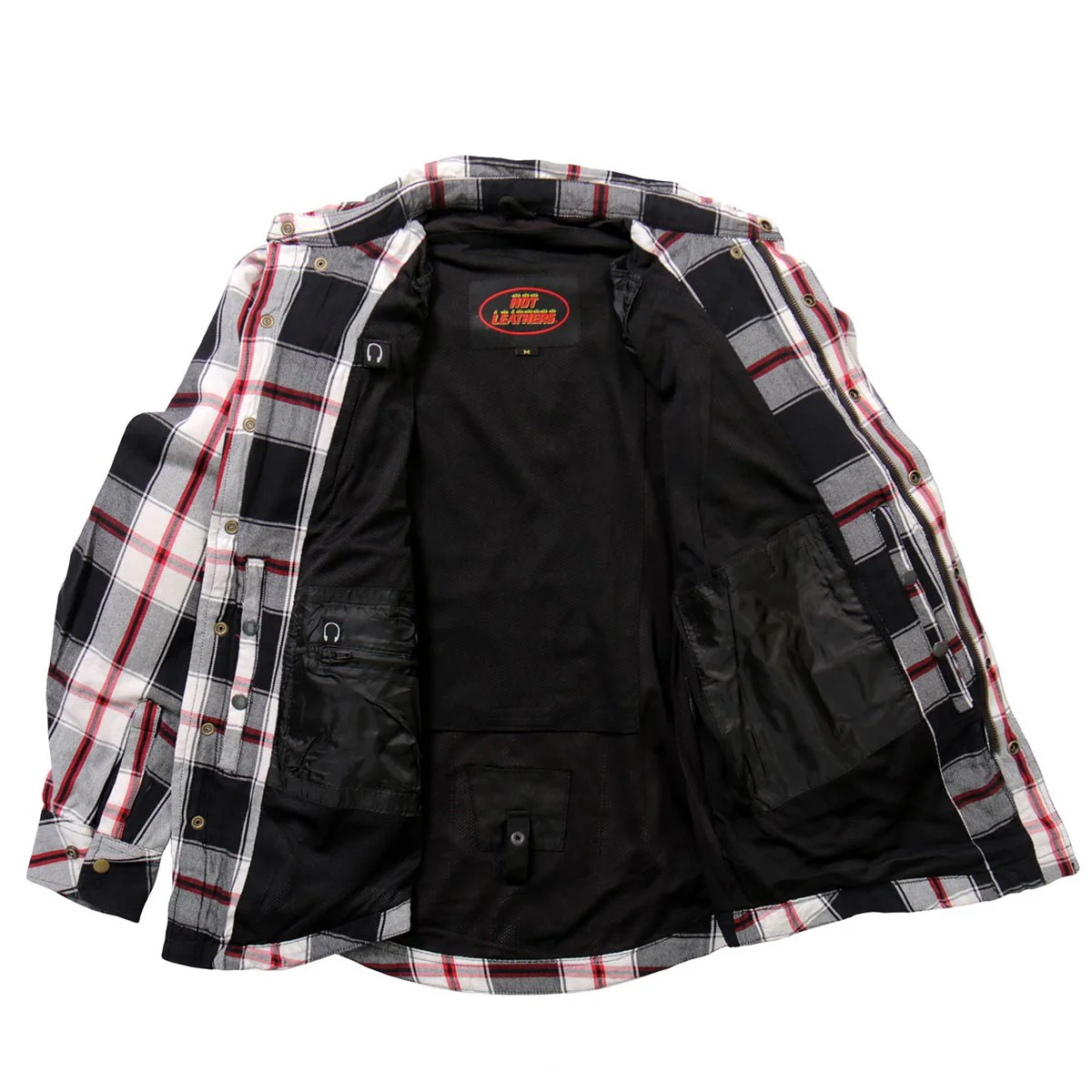 Hot Leathers JKM3001 Men's Red/White CE Armored Flannel Motorcycle Shirt Jacket - Aramid Fiber Reinforced 7 Hot Leathers JKM3001 Men's Red/White CE Armored Flannel Motorcycle Shirt Jacket - Aramid Fiber Reinforced