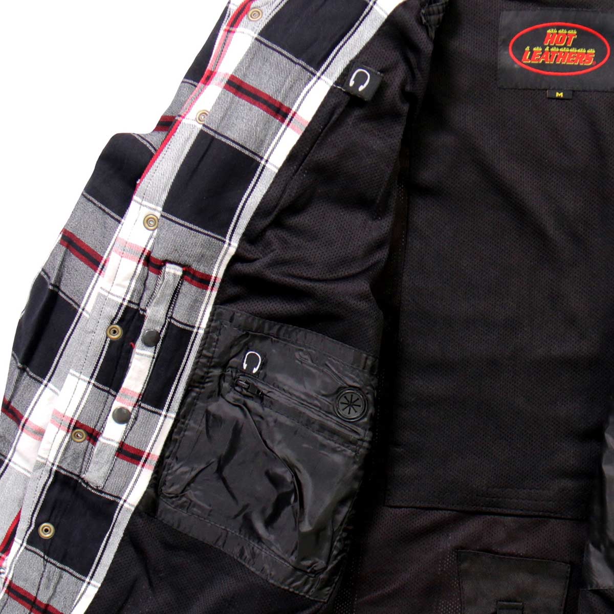 Hot Leathers JKM3001 Men's Red/White CE Armored Flannel Motorcycle Shirt Jacket - Aramid Fiber Reinforced 9 Hot Leathers JKM3001 Men's Red/White CE Armored Flannel Motorcycle Shirt Jacket - Aramid Fiber Reinforced