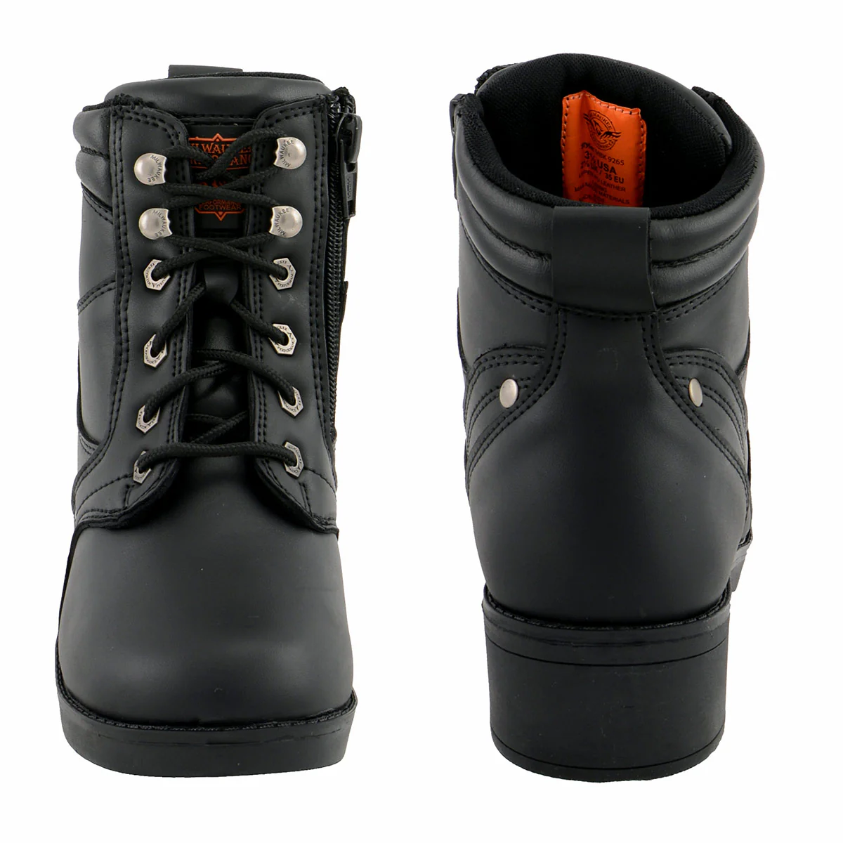 Milwaukee Leather MBK9265 Boys Black Lace-Up Boots with Side Zipper Entry 4 Milwaukee Leather MBK9265 Boys Black Lace-Up Boots with Side Zipper Entry