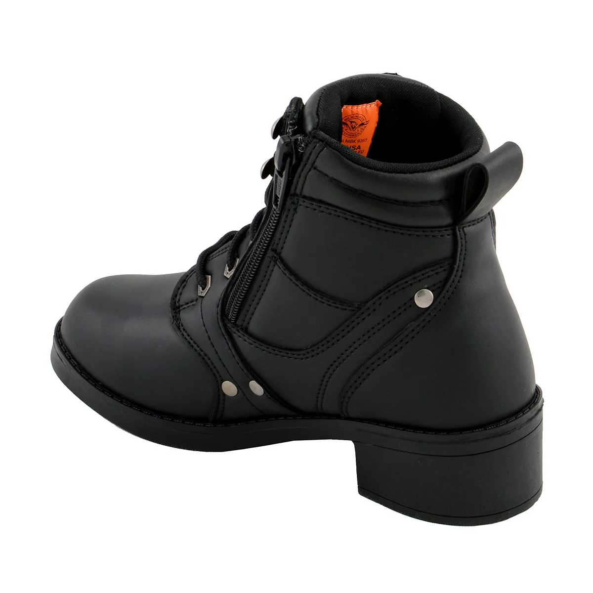 Milwaukee Leather MBK9265 Boys Black Lace-Up Boots with Side Zipper Entry 7 Milwaukee Leather MBK9265 Boys Black Lace-Up Boots with Side Zipper Entry