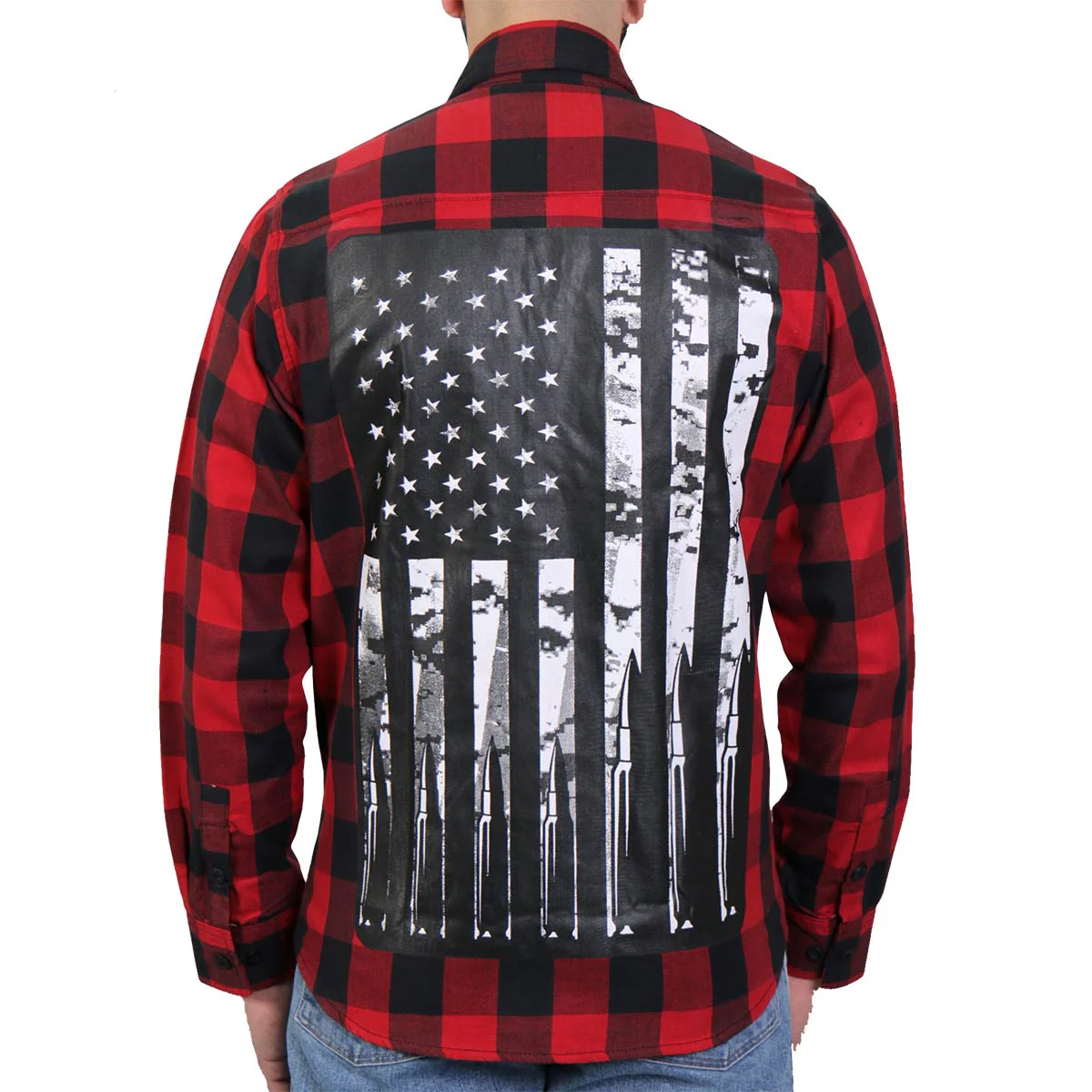 Hot Leathers FLM2110 Men's Bullets Flannel Long Sleeve Shirt 1 Hot Leathers FLM2110 Men's Bullets Flannel Long Sleeve Shirt