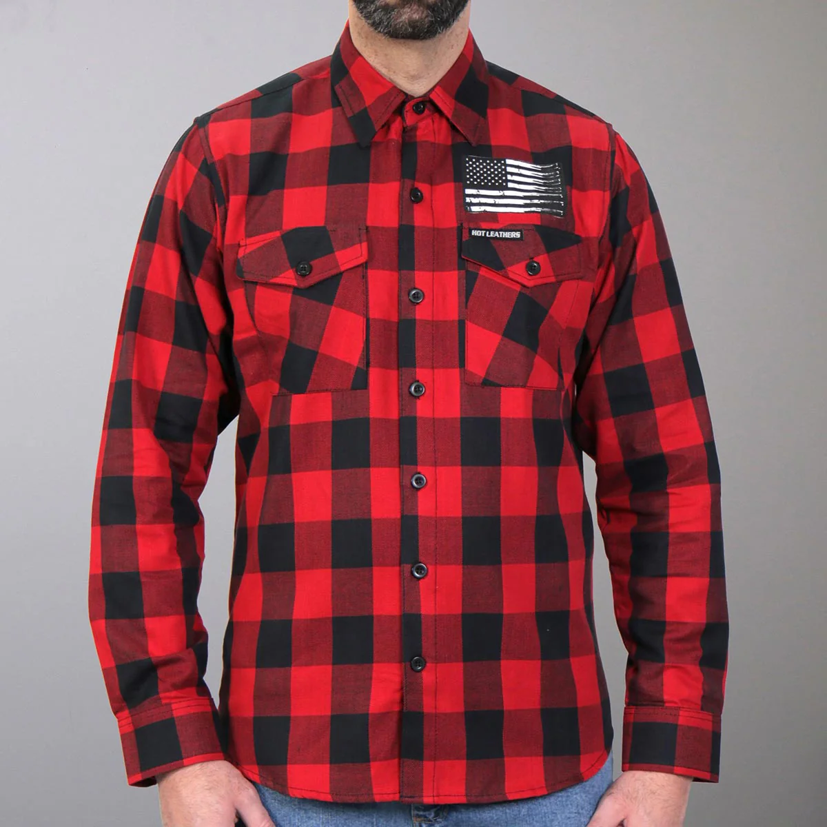 Hot Leathers FLM2110 Men's Bullets Flannel Long Sleeve Shirt 2 Hot Leathers FLM2110 Men's Bullets Flannel Long Sleeve Shirt