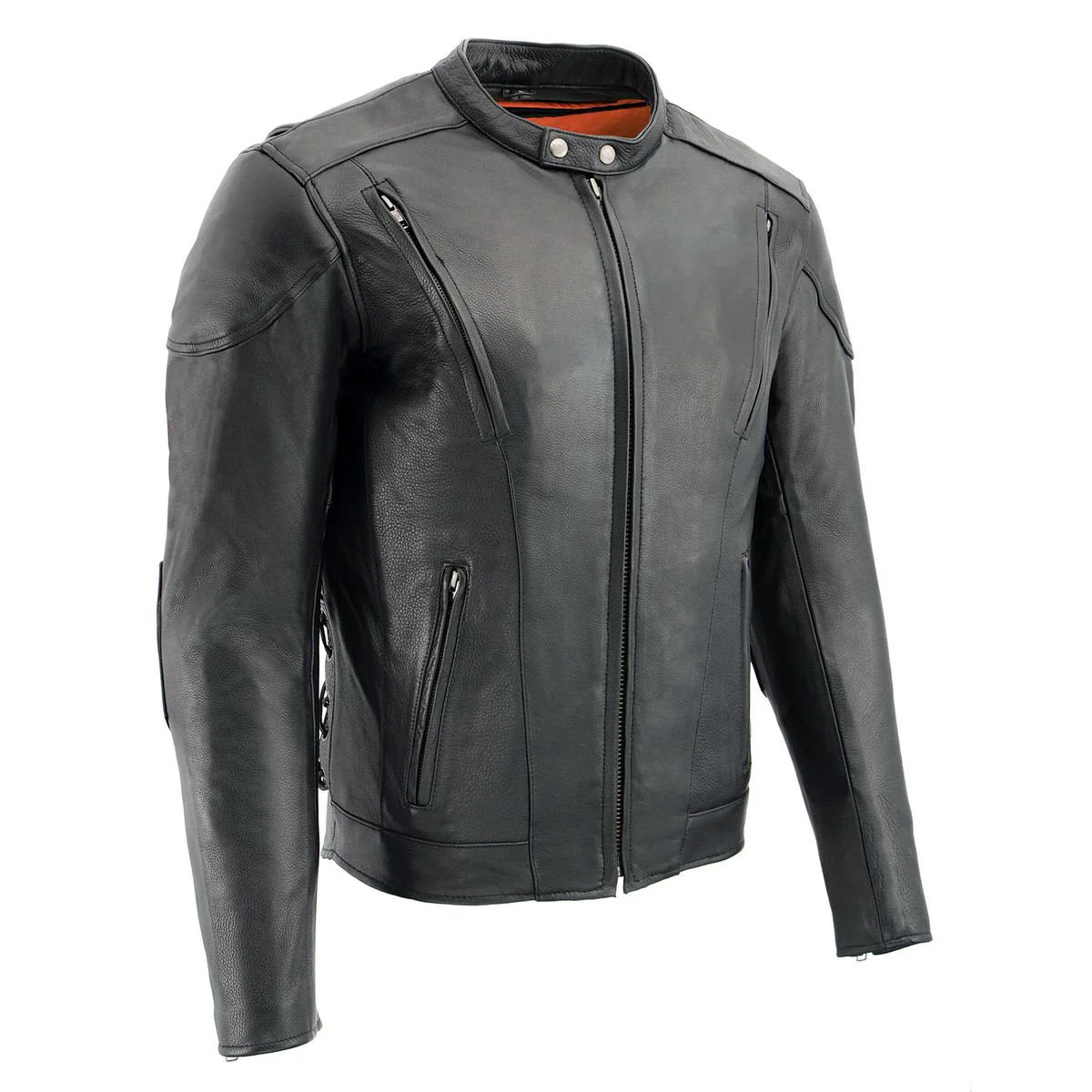 Milwaukee Leather ML1010 Men's Side Lace Vented Black Leather Scooter Jacket 1 Milwaukee Leather ML1010 Men's Side Lace Vented Black Leather Scooter Jacket