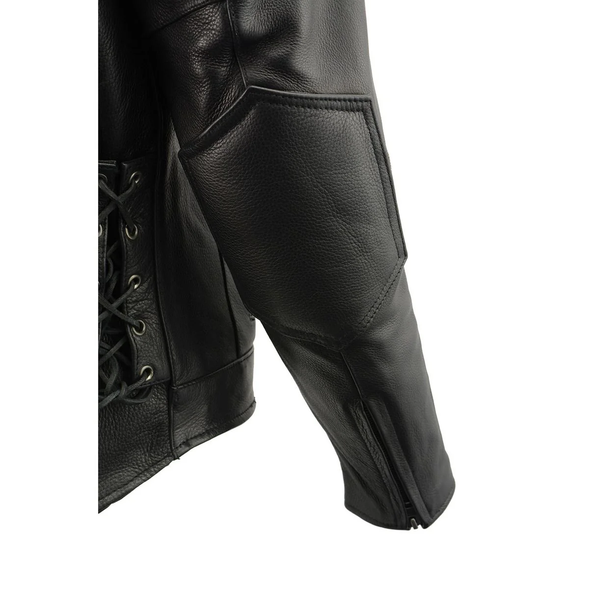 Milwaukee Leather ML1010 Men's Side Lace Vented Black Leather Scooter Jacket 10 Milwaukee Leather ML1010 Men's Side Lace Vented Black Leather Scooter Jacket