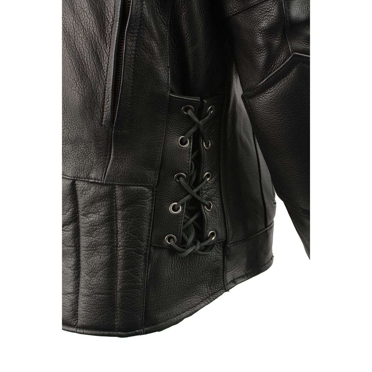 Milwaukee Leather ML1010 Men's Side Lace Vented Black Leather Scooter Jacket 11 Milwaukee Leather ML1010 Men's Side Lace Vented Black Leather Scooter Jacket