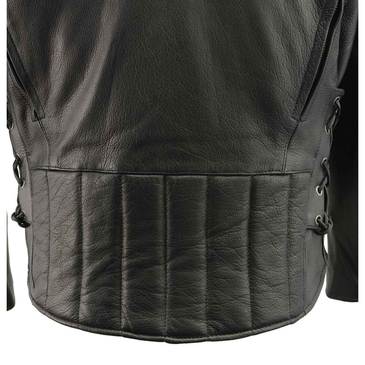 Milwaukee Leather ML1010 Men's Side Lace Vented Black Leather Scooter Jacket 13 Milwaukee Leather ML1010 Men's Side Lace Vented Black Leather Scooter Jacket