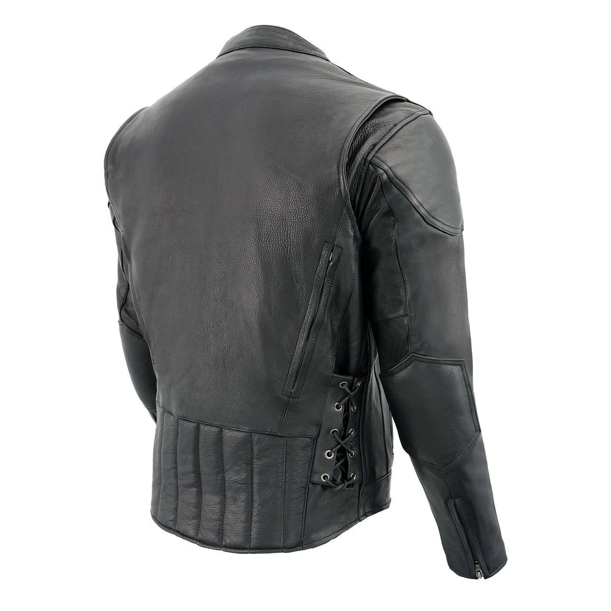Milwaukee Leather ML1010 Men's Side Lace Vented Black Leather Scooter Jacket 15 Milwaukee Leather ML1010 Men's Side Lace Vented Black Leather Scooter Jacket