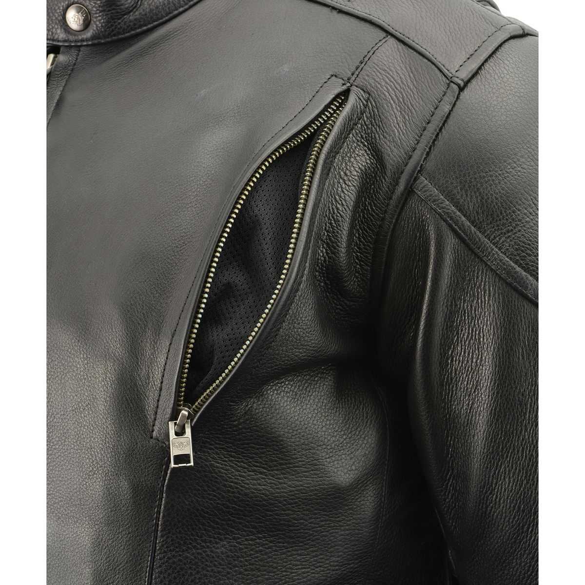 Milwaukee Leather ML1010 Men's Side Lace Vented Black Leather Scooter Jacket 7 Milwaukee Leather ML1010 Men's Side Lace Vented Black Leather Scooter Jacket