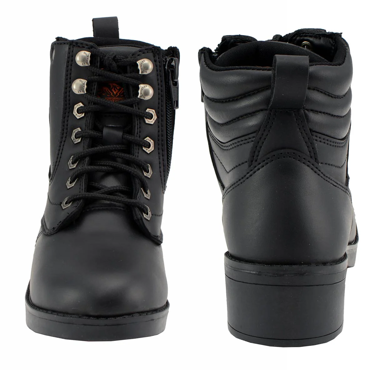Milwaukee Leather MBK9275 Boys Black Lace-Up Boots with Side Zipper Entry 2 Milwaukee Leather MBK9275 Boys Black Lace-Up Boots with Side Zipper Entry