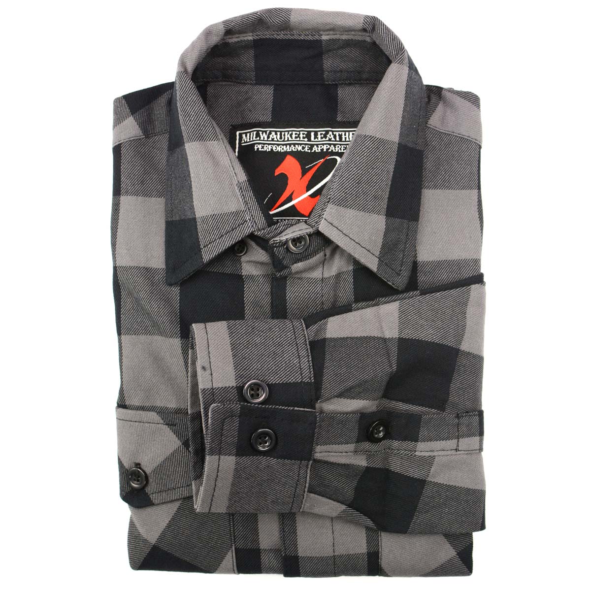 Milwaukee Leather Men's Flannel Plaid Shirt Black and Grey Long Sleeve Cotton Button Down Shirt MNG11630 6 Milwaukee Leather Men's Flannel Plaid Shirt Black and Grey Long Sleeve Cotton Button Down Shirt MNG11630