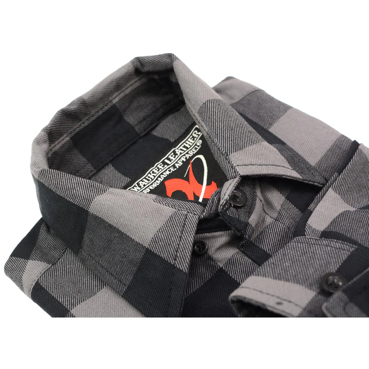 Milwaukee Leather Men's Flannel Plaid Shirt Black and Grey Long Sleeve Cotton Button Down Shirt MNG11630 7 Milwaukee Leather Men's Flannel Plaid Shirt Black and Grey Long Sleeve Cotton Button Down Shirt MNG11630