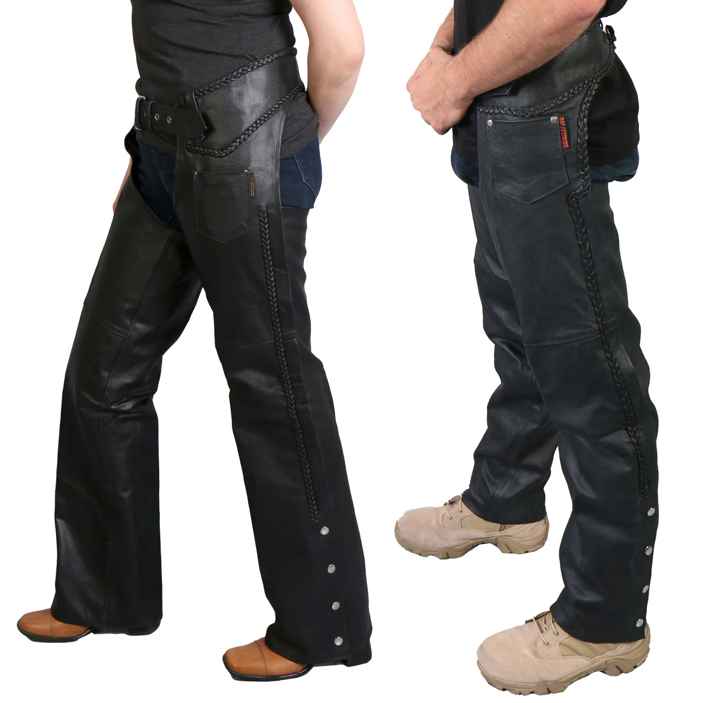 Hot Leathers CHM1003 Black Heavyweight Braided Uni-Sex Leather Chaps 2 Hot Leathers CHM1003 Black Heavyweight Braided Uni-Sex Leather Chaps