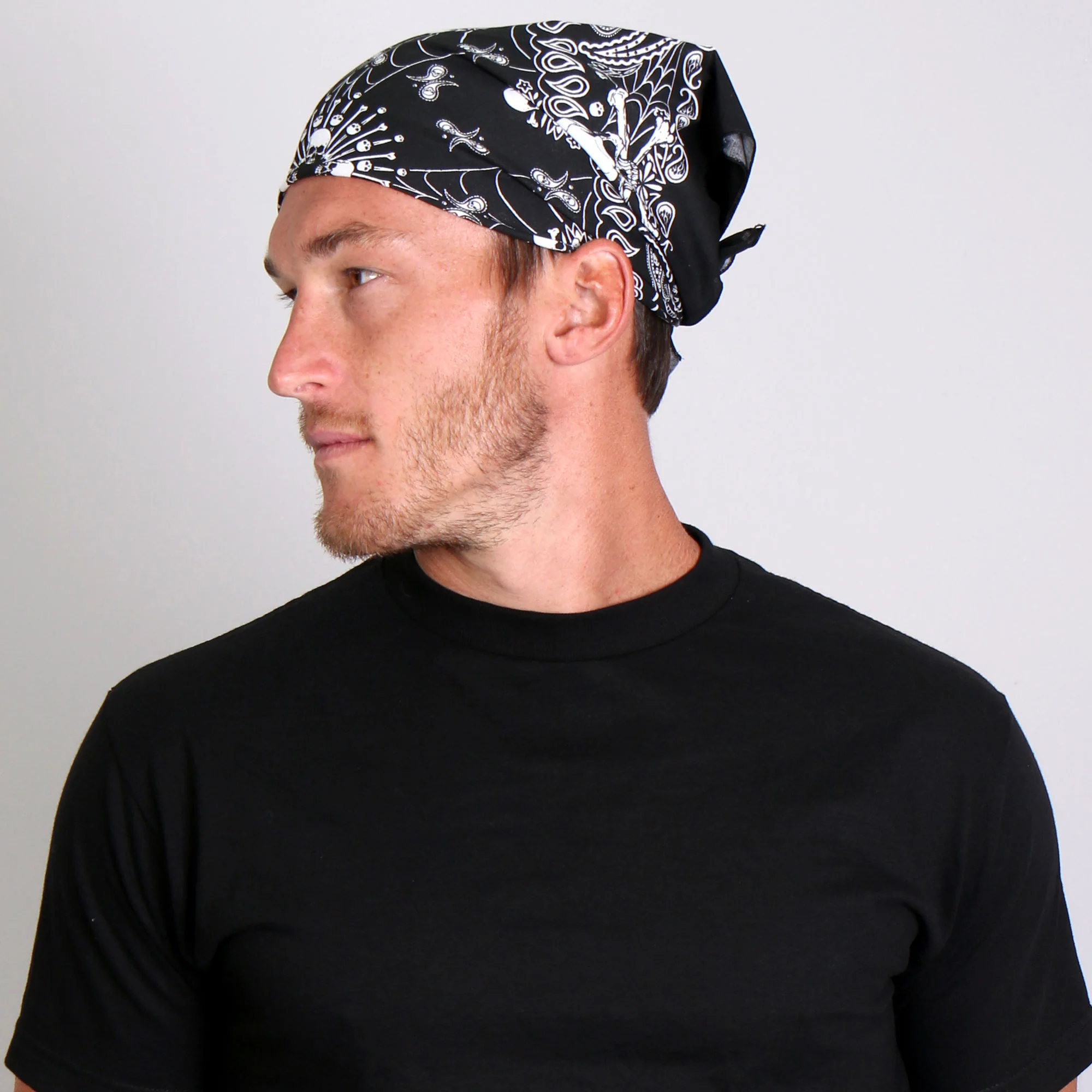 Hot Leathers BAB1039 Black Paisley Skull Bandana 2 Hot Leathers BAB1039 Black Paisley Skull Bandana