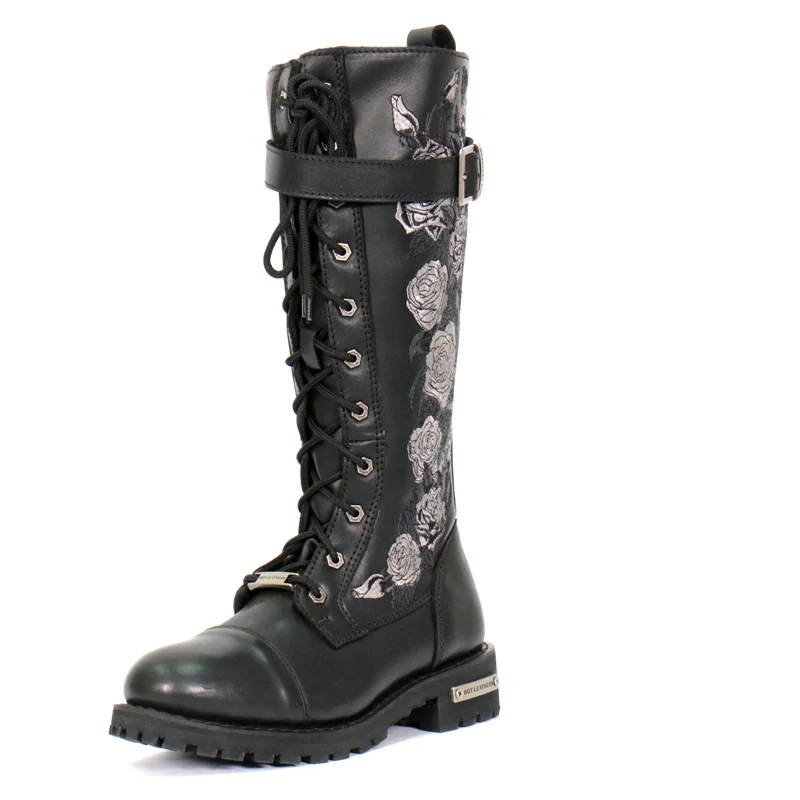 Hot Leathers BTL1007 Ladies Black Knee High Wild Roses Leather Boots 6 Hot Leathers BTL1007 Ladies Black Knee High Wild Roses Leather Boots