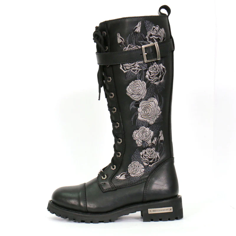 Hot Leathers BTL1007 Ladies Black Knee High Wild Roses Leather Boots 7 Hot Leathers BTL1007 Ladies Black Knee High Wild Roses Leather Boots