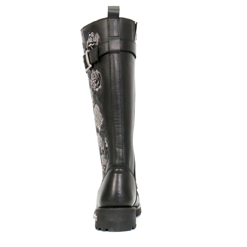 Hot Leathers BTL1007 Ladies Black Knee High Wild Roses Leather Boots 9 Hot Leathers BTL1007 Ladies Black Knee High Wild Roses Leather Boots