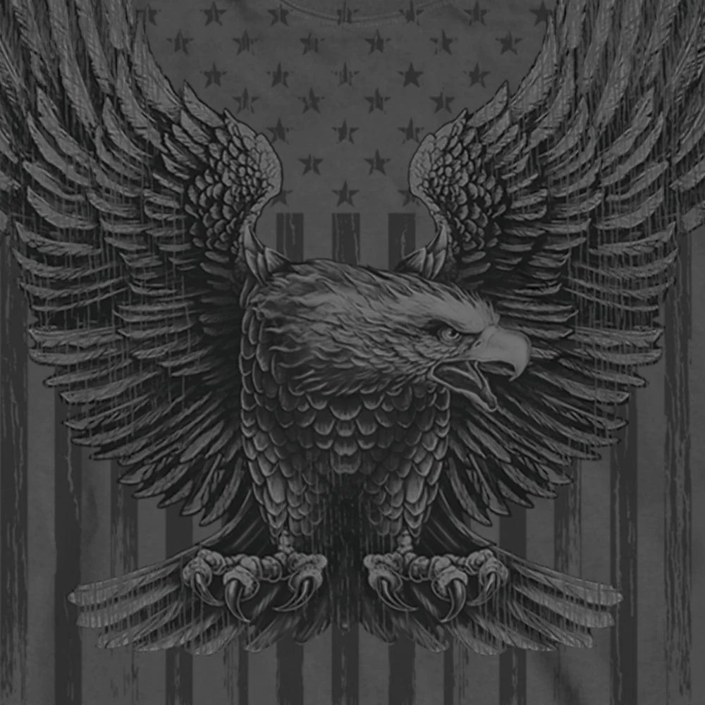 Hot Leathers GMS2524 Men's Charcoal Up-Wing Eagle Long Sleeve T-Shirt 2 Hot Leathers GMS2524 Men's Charcoal Up-Wing Eagle Long Sleeve T-Shirt